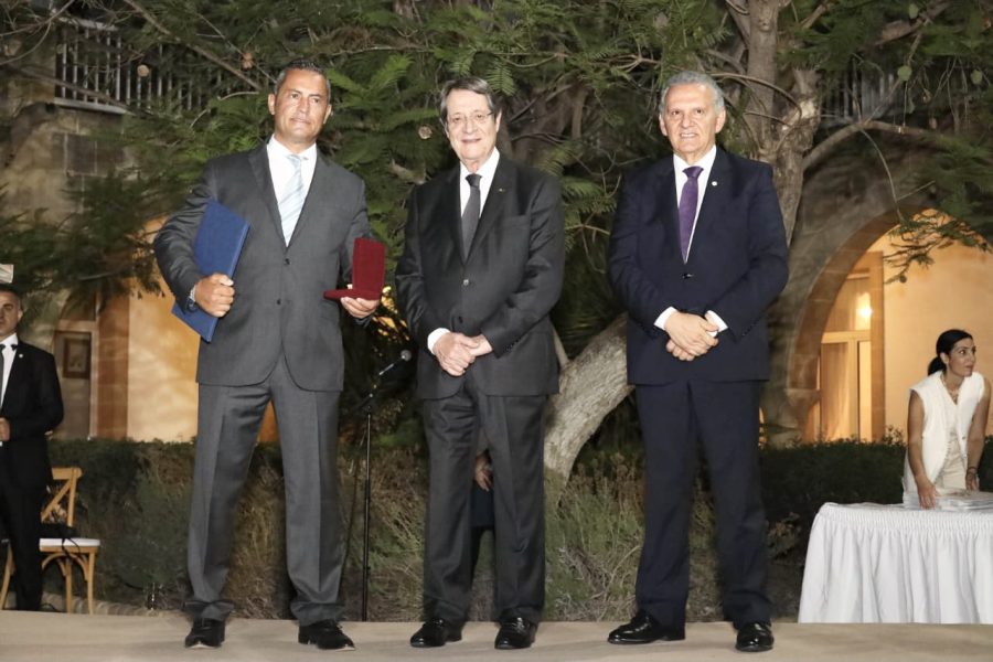 JOHN CHRISTODOULOU: HONORED WITH THE MEDAL FOR OUTSTANDING CONTRIBUTION, BY THE PRESIDENT OF THE REPUBLIC MR NICOS ANASTASIADES