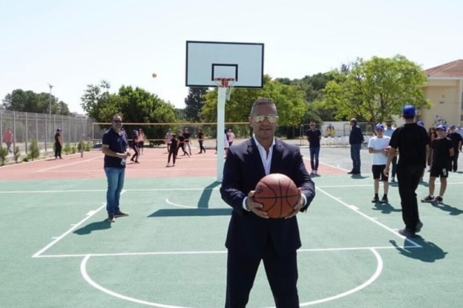 Revitalised outdoor Baksetball Court at Aglantzia Gymnasium